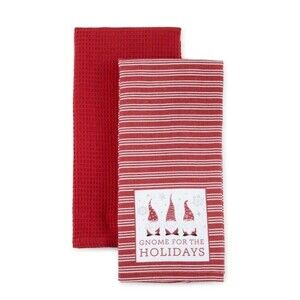 NWT HomeWear Gnome For The Holidays 2 Pc Dish/Kitchen Towel Set Christmas